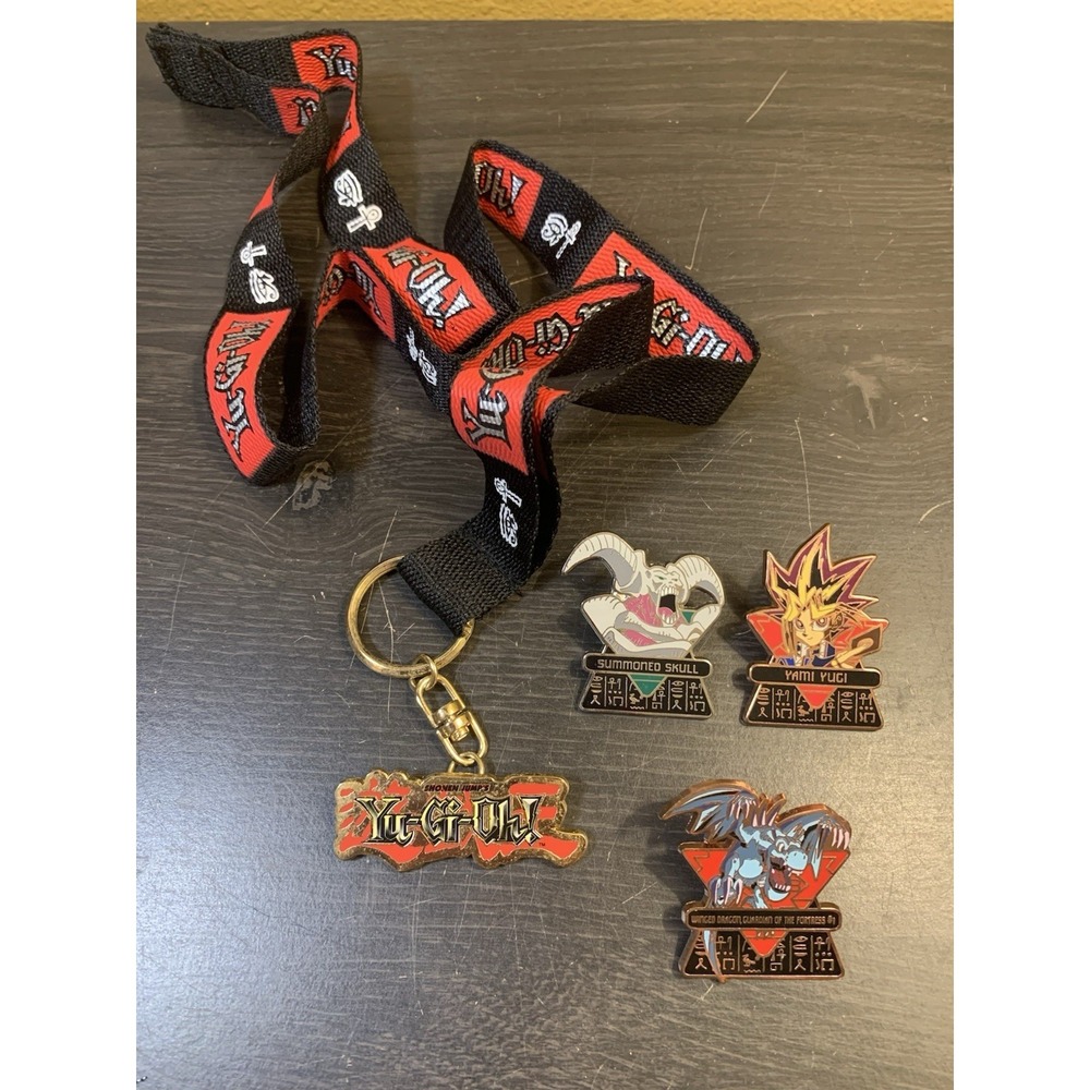 2003 Yu-Gi-Oh! Lanyard With 3 1st Edition Collector Pins Lot